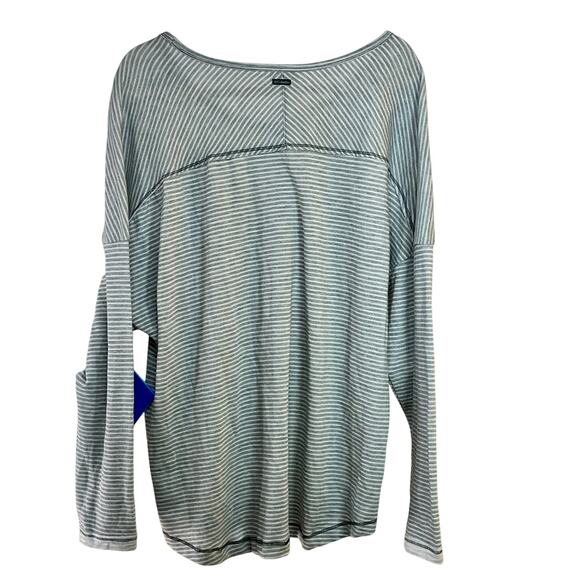 Columbia Easygoing LS Stripe Tee Gray Women's Plus 2X Cotton Blend Relaxed New - Picture 2 of 6